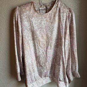Vintage paisley pink ivory full sleeve blouse 20W NWT shoulder pads